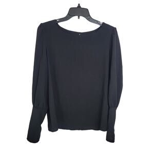 SHEIN Black Button Back Relaxed Fit Long Sleeve Casual Top Women's Size Medium